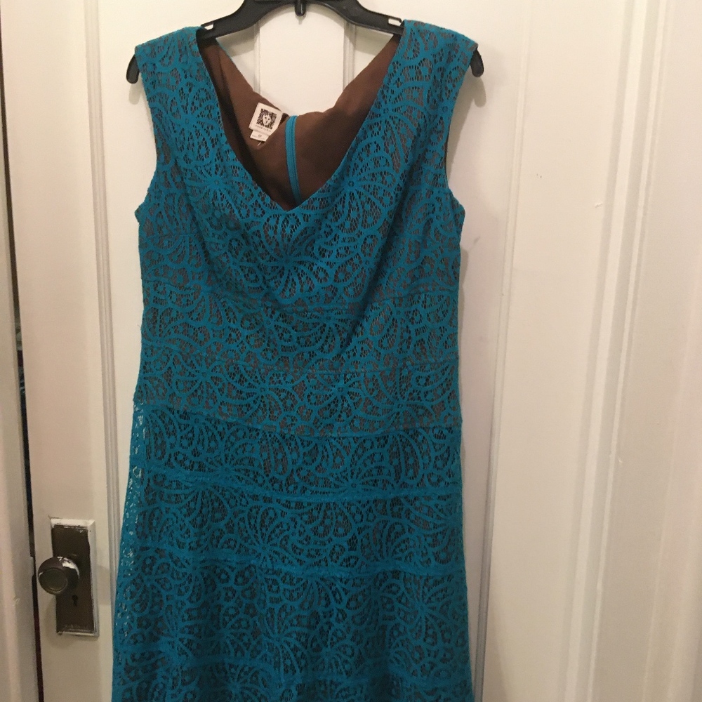Anne Klein Teal Lace Midi Dress